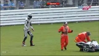 Matthew Scholtz and Dan Linfoot Crash - 2012 Supersport in Silverstone