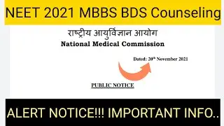 NEET 2021 Counselling !! NMC Latest Notification | Neet 2021 | Neet 2021 latest news today | neet ug