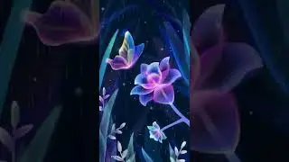 Blue neon forest flower love Animated