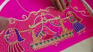 Part 2.. Outcome of part 1 traced pattern..In aari bridal blouse...Bride in a palanquin..
