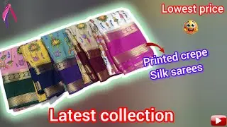 printed crepe silk sarees 2025 @Rajshreesilk #video #crepe