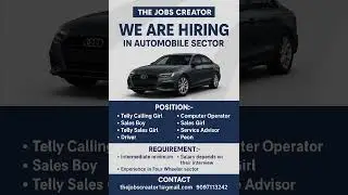 Salesman Job! Calling Job! Computer Job! Receptionist Job! Salary 12000! #jobs  #automobile #cars