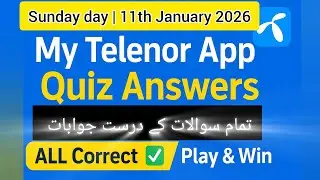 Sunday 11th January 2026 My Telenor App Question's Answers | Test Your Skills 