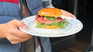 Weber Q 1000 - The Italian Burger - Mortadella auf dem Grill