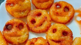 Crispy potato smiley ☺️ recipe #trending #viralvideo #food #snacks #foodlover #yummy
