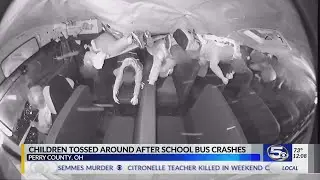 Authorities release video showing moment Ohio school bus overturned