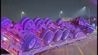 Часть дороги Red Hill Valley Parkway в Гамильтоне закрыта после опрокидывания тягача с прицепом.