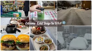 Biggest Snow Storm in 🇺🇸| Grocery Run | Home Made Fried Chicken Burger | Healthy Indian  Breakfast