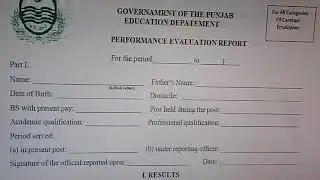 How to fill an ACR / PER for Punjab (Pakistan) contract employees