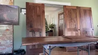 Applying Rubio Monocoat on Amish made walnut doors. 