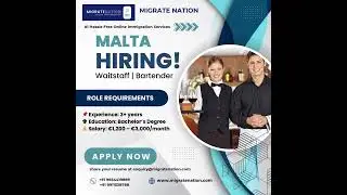 Malta Jobs | Malta Work Visa | Hiring #bartender #waiter #migratenation