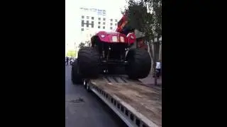 Ironman Monster Truck loading on a Murray Easyload trailer