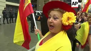 Pro-Spain protesters march in central Barcelona