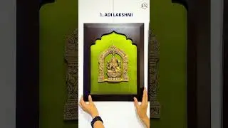 Sacred Prosperity &ndash; Brass Asta Lakshmi Wall Art with Apple Green Silk Backdrop