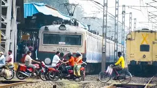 Old  Conventional Green EMU | Howrah-Katwa galloping local train entered Jirat station nicely | ER |