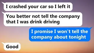 Intoxicated boss stole, crashed my car, threatened job loss if revealed.