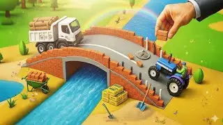 DIY Mini Tractor Builds a Strong Brick and Concrete Bridge for Trucks After a Crocodile Destroyed It