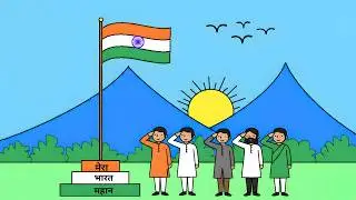 Easy Indian Flag Scenery Drawing || Republic Day Drawing in MS Paint