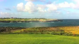The 18th tee shot at Corales Golf Course