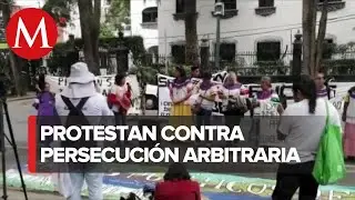 Mujeres mazatecas protestan par exigir libertad para presos políticos en la Ciudad de México