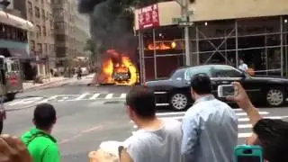 Midtown nyc car fire and explosion