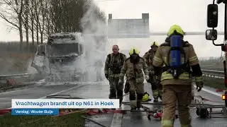 Vrachtwagen brandt uit op N61 in Hoek - 112 Nieuws | Omroep ZVL