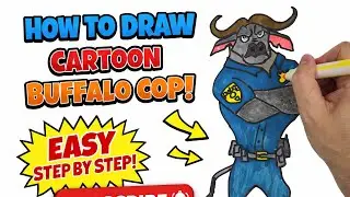 How to Draw Chief Bogo 🐃 Easy Cartoon Drawing for Kids | Zootopia Art Series