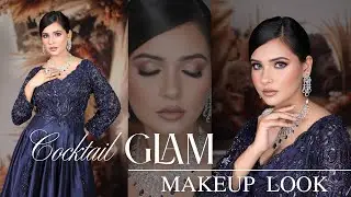Soft Cocktail Glam Makeup look with Blue outfit #cocktailmakeup #bridalmakeup 