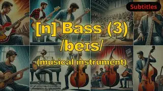 [n] Bass meaning (musical instrument) with 5 examples