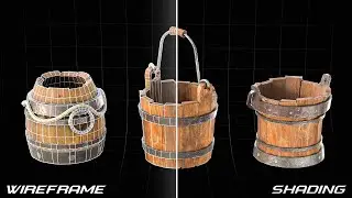Semi-Stylized Game Ready Wooden Buckets Pack | Game-Ready 3D Assets | Blender + Substance Painter