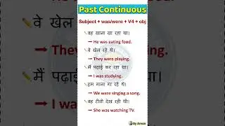 Use of Was & Were + Verb + ing | Past Continuous Tense in English Grammar | Learn English #shorts