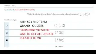 MTH501 MID TERM GRAND QUIZ SOLVE