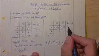 Vierfeldertafel von absoluten zu relativen Häufigkeiten