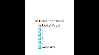 🇮🇳 India's Top 5 Banks by Market Cap 🔥🚀 #top5 #marketcap