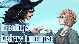 greetings, mademoiselle [redraw] ✦ krita ✦ #redraw #pirates #fantasy #timelapse #couple