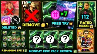 Ibrahimovic Card Removal ‼️ | 112 messi card😱? | 7 free tries💥 | Monday epic pack review | Efootball