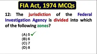FIA Act 1974 MCQs | FIA Past Papers | Assistant, ASI, Inspector, Constable, LDC, UDC | Part 01