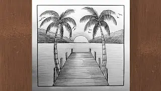 Beautiful Nature Scenery Drawing with Pencil | Easy Step by Step Drawing | সহজে সূর্যাস্তের দৃশ্য 