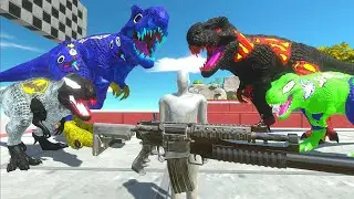 Jurassic World Speed Race 14 - FPS Avatar with all Weapons VS Batman,Superman,Spiderman,Blue T-rex