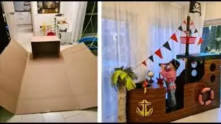 Piratenschiff aus Karton und Piratenparty Ideen