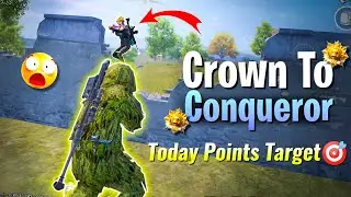 😱 Day-8 Crown To CONQUEROR❗ | Rank Push Strategy & Today Points 🔥