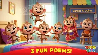 🐵 Five Little Monkeys + Bandar Ki Barat + Bandar Ki Khuli Dukan | Fun Rhymes for Kids | Toon Tots 🎶