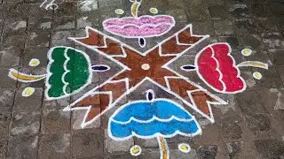 15-1 நேர் புள்ளி குடை கோலம் / Umbrella Kollam 