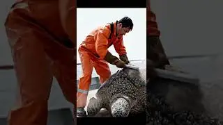Massive Sea Turtle Covered in Barnacles & Parasites | Extreme Cleaning on Ship Deck