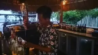 The best bartender at Le Pirate beach club
