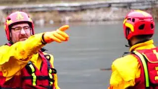 Manovra su lago ghiacciato 2018 Vigili del fuoco Pergine Valsugana
