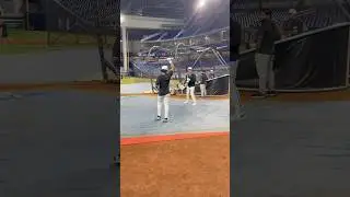 #MLB Javier Sanoja en la pr&aacute;ctica de bateo de los Marlins de Miami