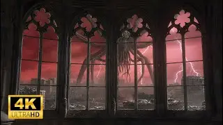 Upside Down World Through the Window | 9 Hours of 4K Dark Storm Atmosphere