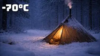 Surviving One Night in a -70&deg;C Snowstorm Forest | Building a Survival Shelter