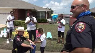 So cute! Killeen police officers surprise 7-year-old at birthday party